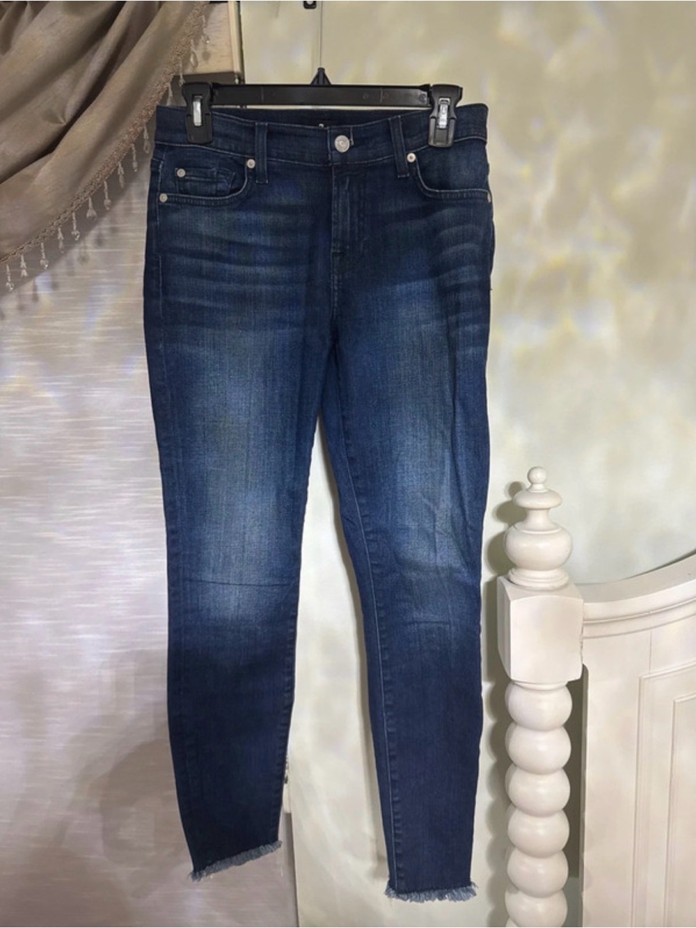 7 For All Mankind Dark Blue Cropped Slim Jeans